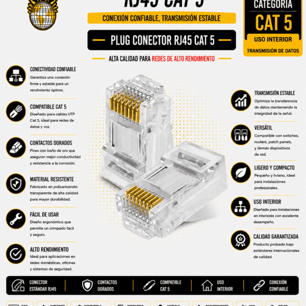 1208-Plug Conector Rj45 Cat 5