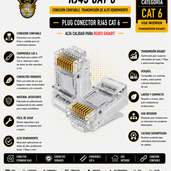 1209-Plug Conector Rj45 Cat 6