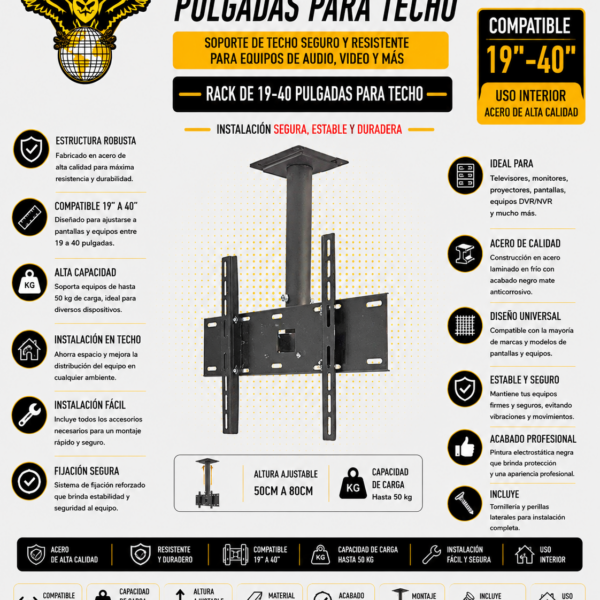 1214-RACK PARA TV DE 19-40 PULGADAS - PARA TECHO