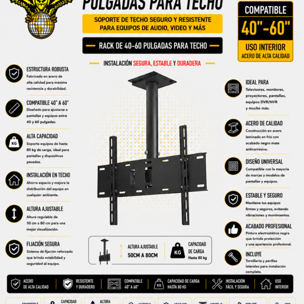 1215-RACK PARA TV DE 40-60 PULGADAS - PARA TECHO