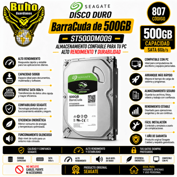 807-Disco duro interno Seagate BarraCuda 3.5'' 500GB